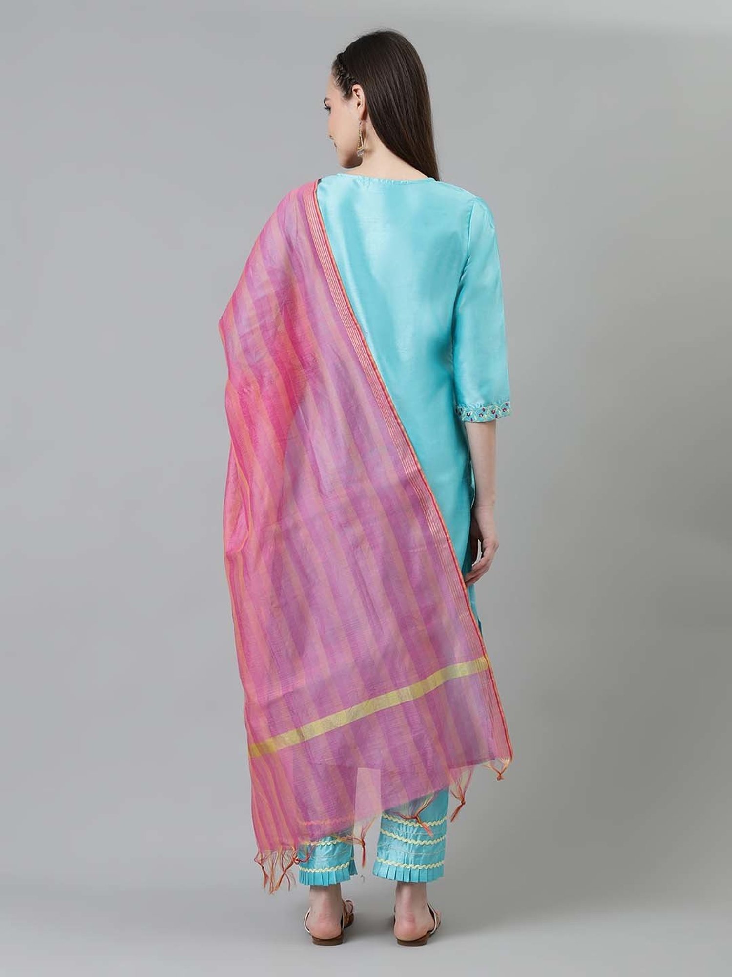 URBAN MYSTIC Black Rayon Embroidered Kurta & Sharara Set