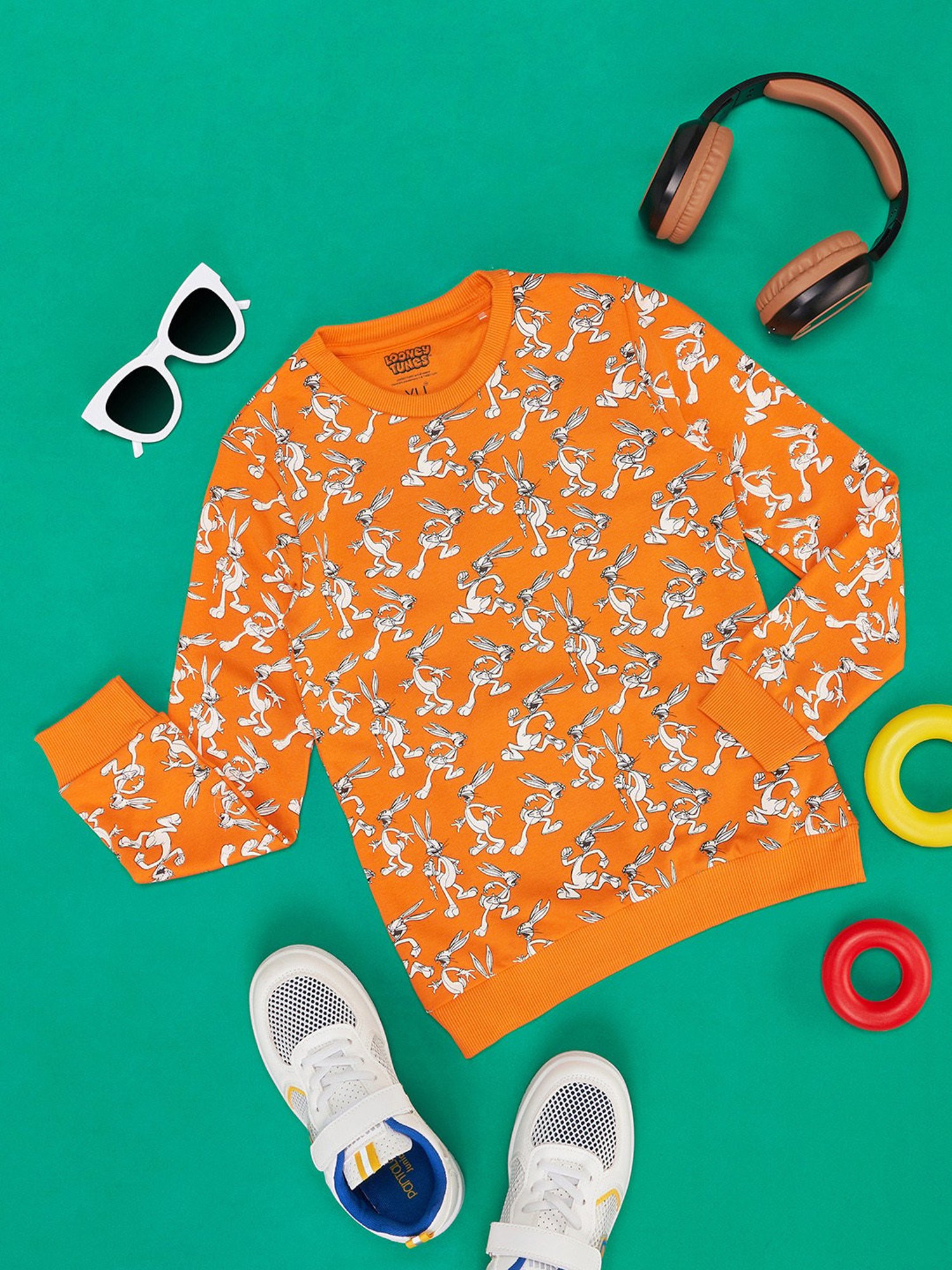 YU by Pantaloons Kids Orange Printed Full Sleeves Sweatshirt
