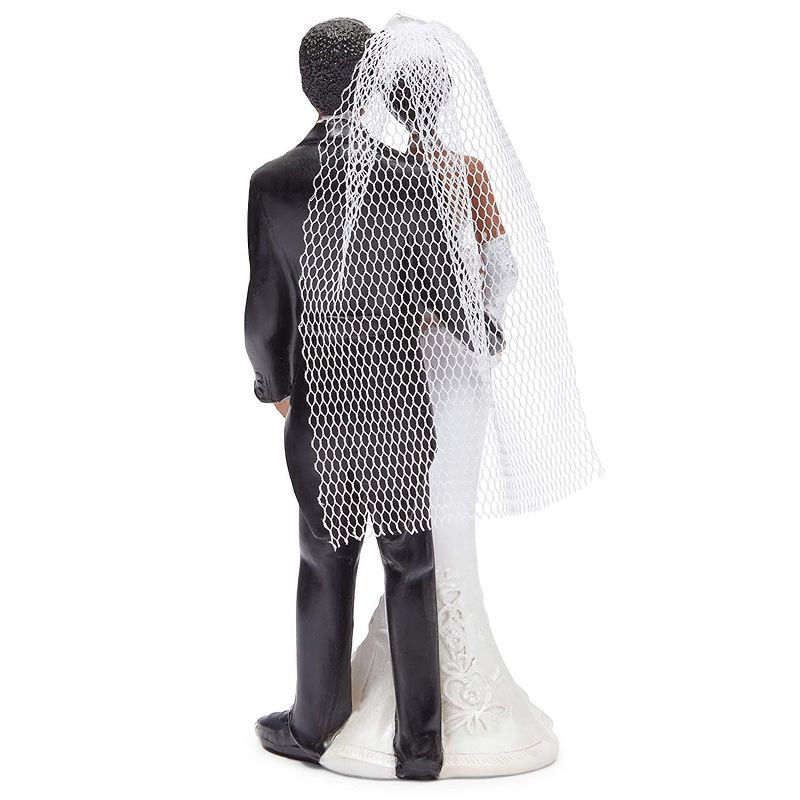 Juvale African American Bride & Groom Figurines Wedding Cake Topper, Wedding Party Cake Decorations Gifts