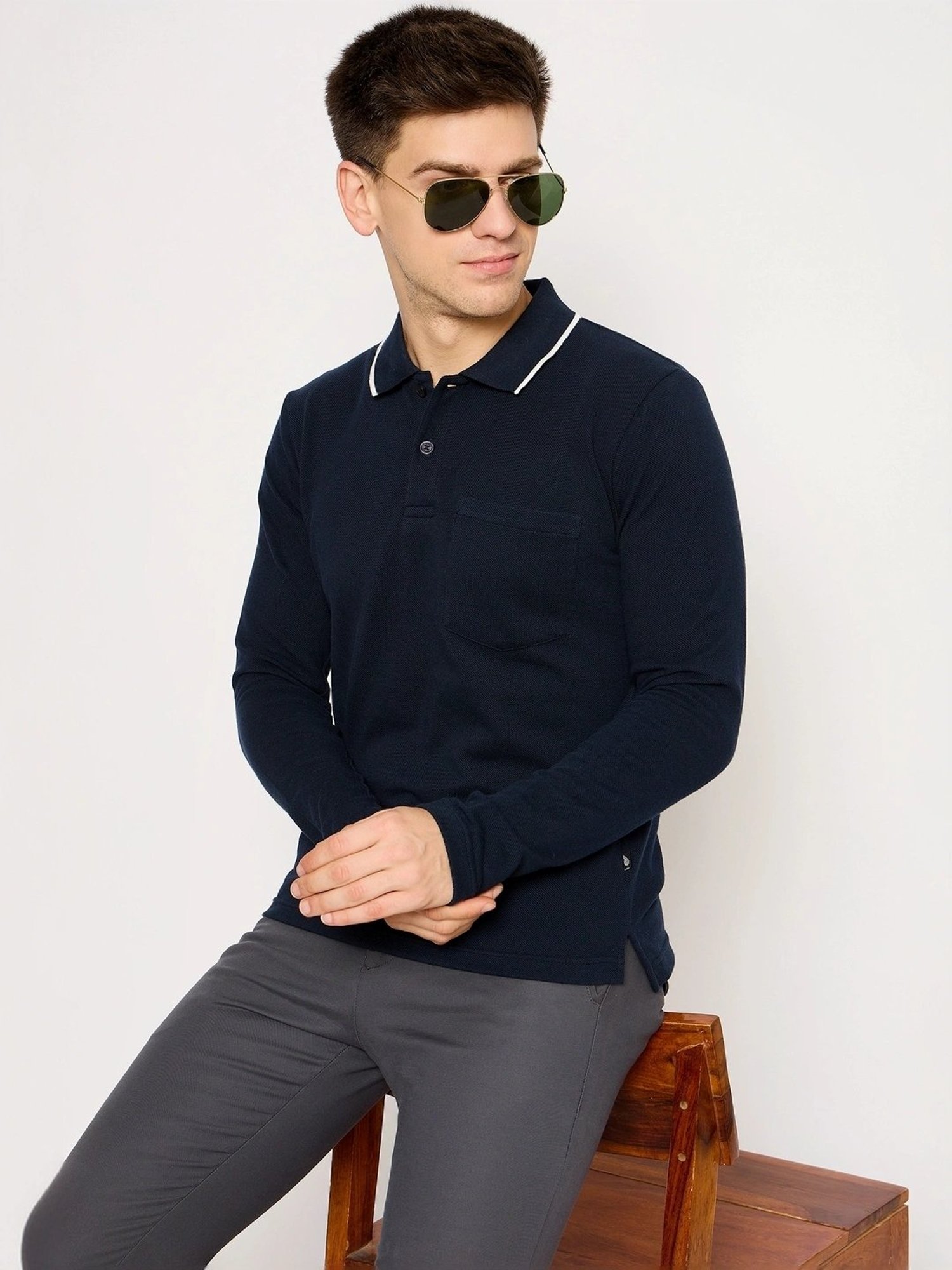 Club York Navy Regular Fit Polo T-Shirt