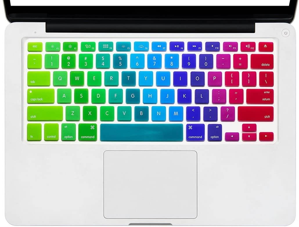 HRH Silicone Keyboard Cover Skin for MacBook Air 13,MacBook Pro 13/15/17 (with or w/Out Retina Display, 2015 or Older Version)&Older iMac USA Layout,Dazzle Rainbow