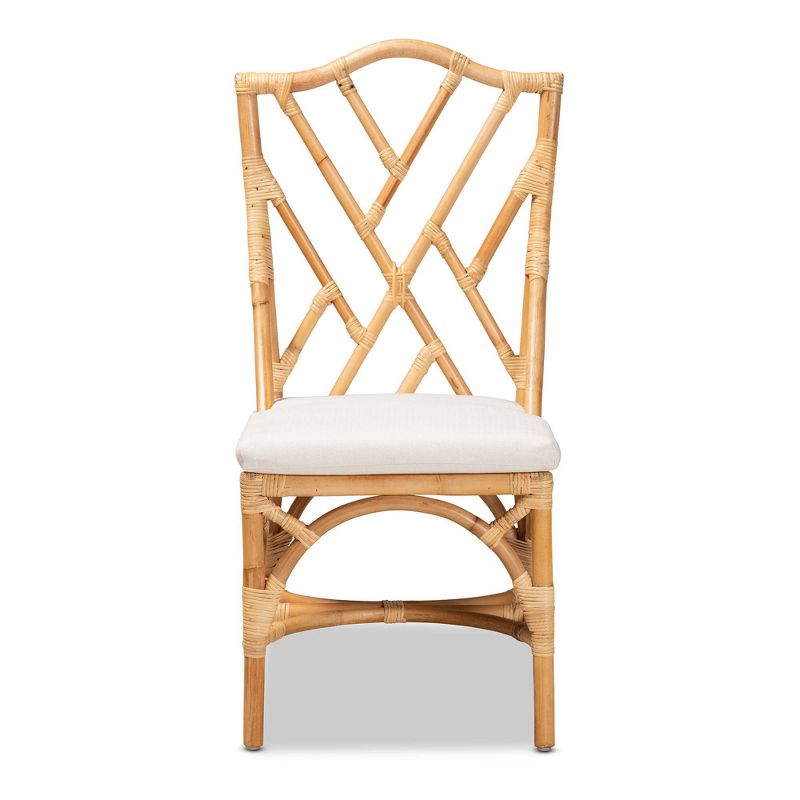 Sonia Rattan Chair Natural/White - Baxton Studio