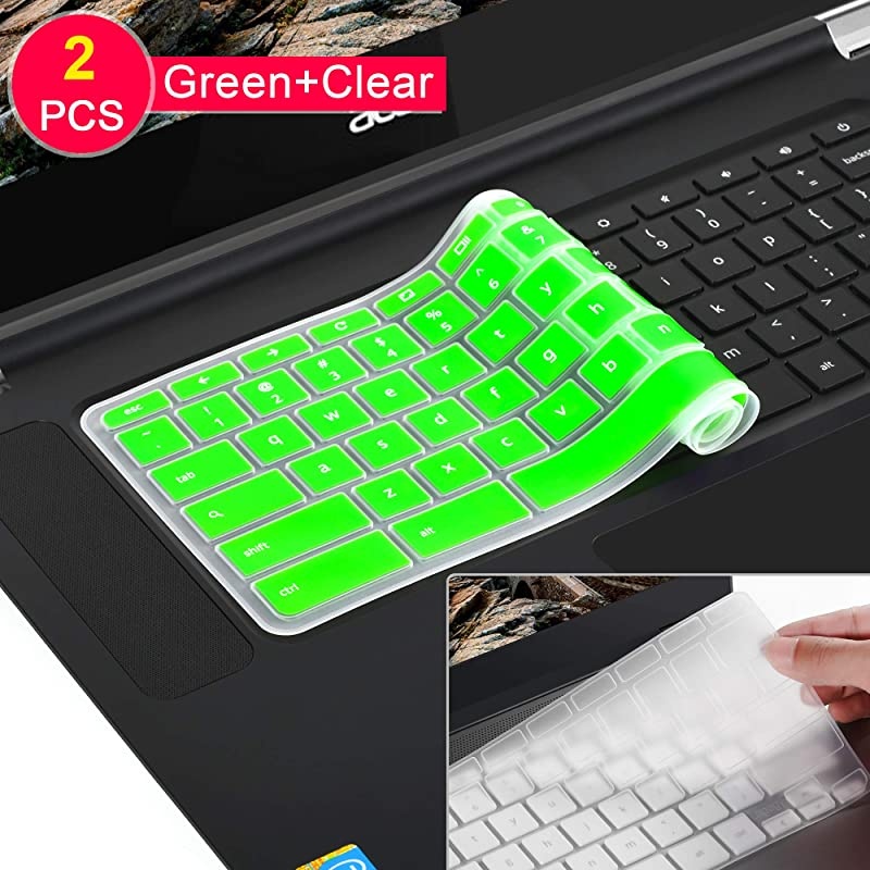 Pack]Keyboard Cover Skin compatible Acer chromebook R11 11.6 inch CB3-131 CB3-13,CB5-13T,CB3-131,Chromebook R 13 keyboard cover, CB5-31T,Chromebook 15,CB3-531 CB3-53CB5-571 C910,Rainbow+clear