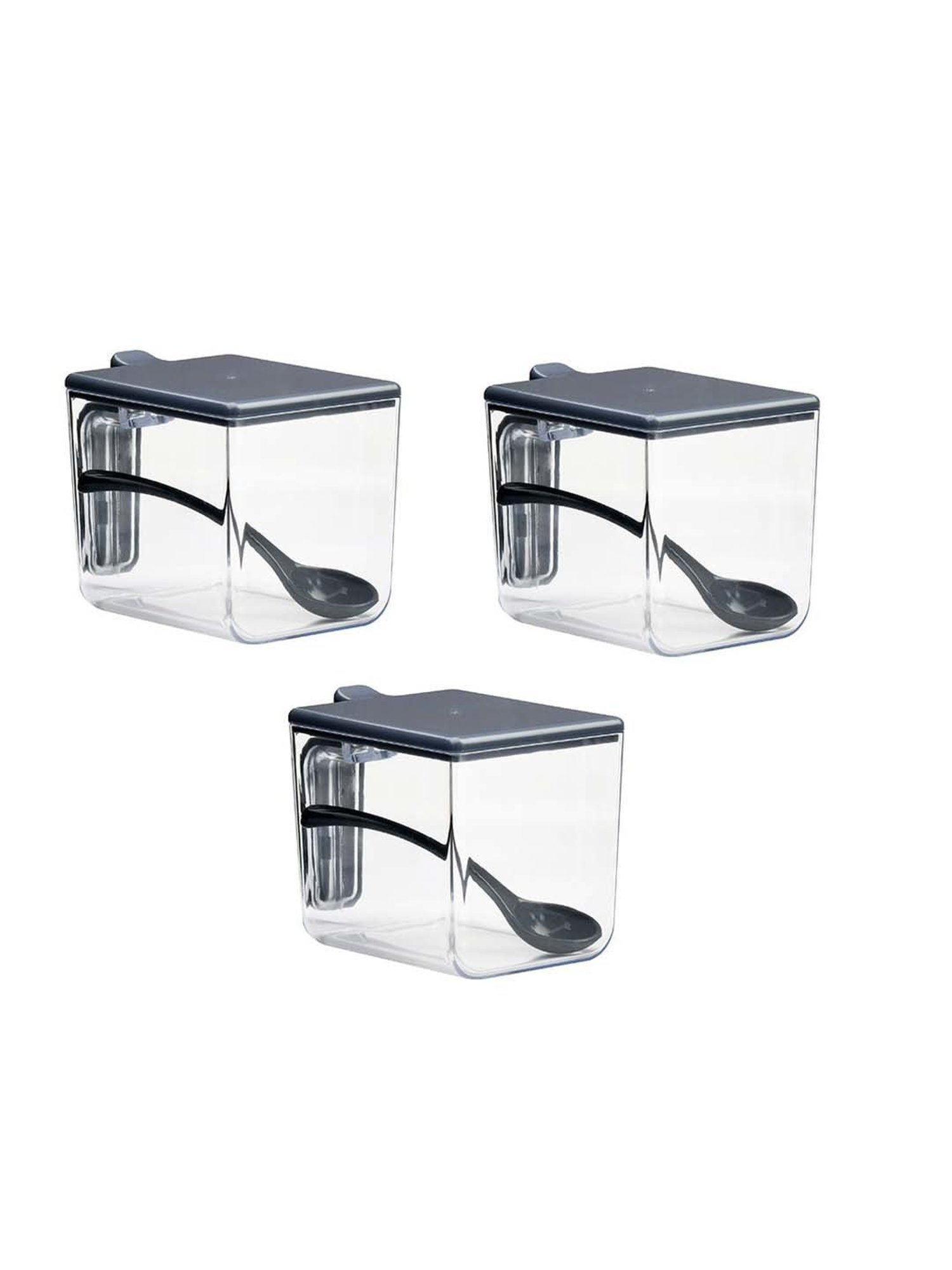 @home Nilkamal Grey Polypropylene Kitchen Condiment Spice Containers - Set of 3