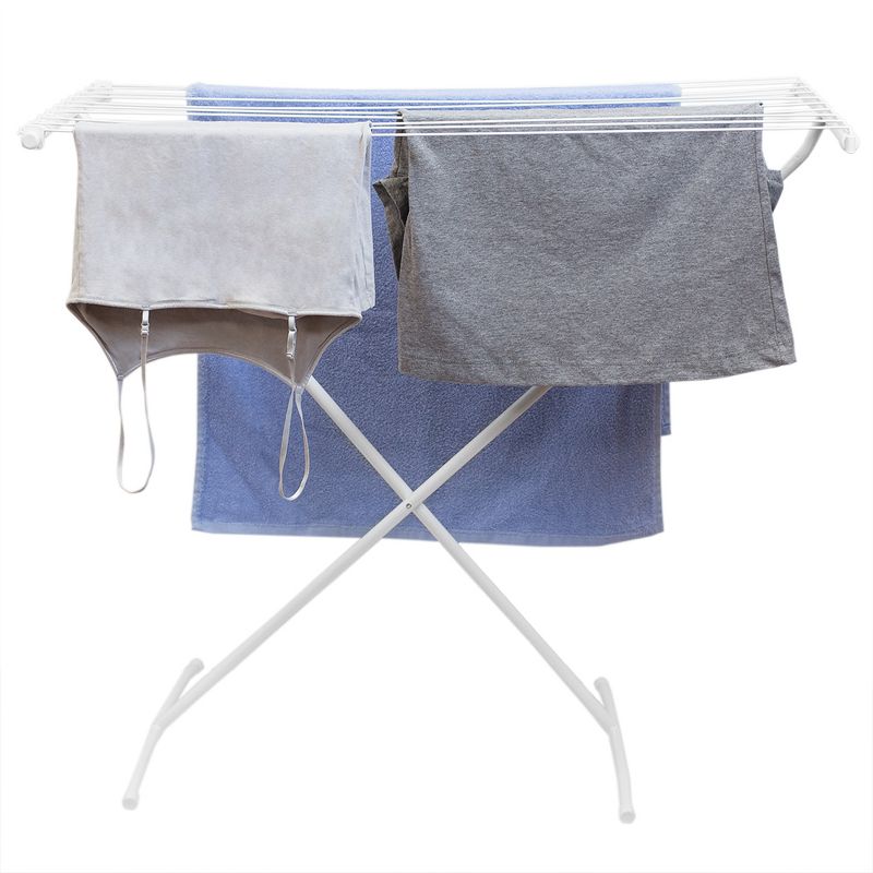 Sunbeam Folding 10 Rod Metal Clothes Drying Rack, White
