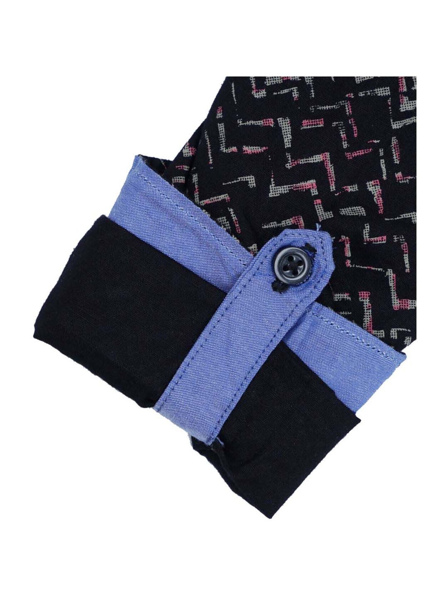 Manet Boys Black Cotton Printed Shirt