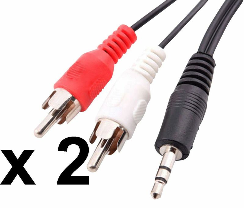 2 Unit Lot: 5 Feet 3.5mm Stereo Plug Male to 2 RCA Male Stereo Audio Jack Cable