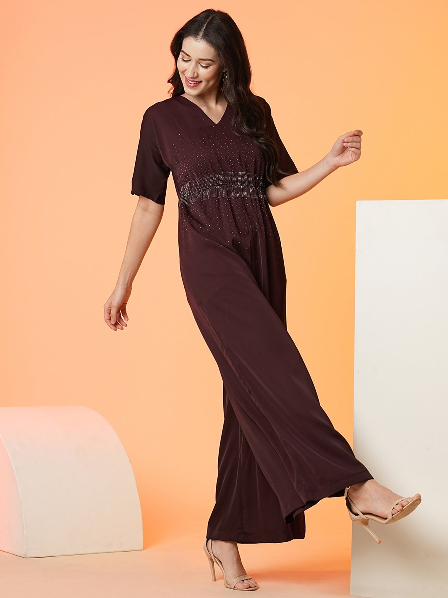 Globus Wine Embellished Jumpsuit