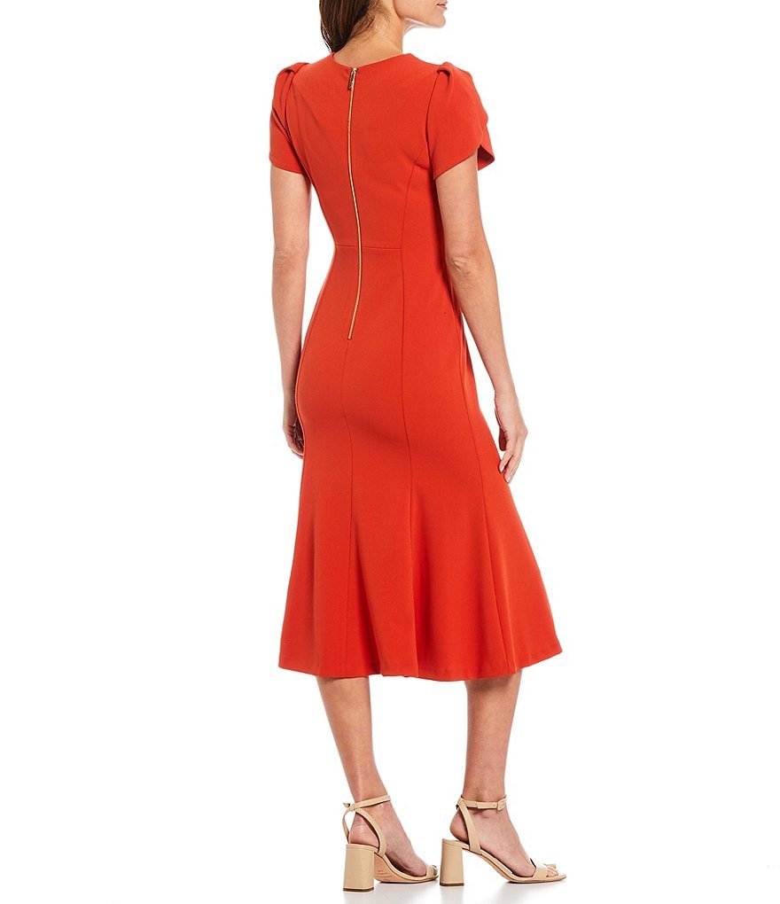 Vince Camuto Halter Bow Neck Sleeveless Midi Dress with Side Seam Pockets