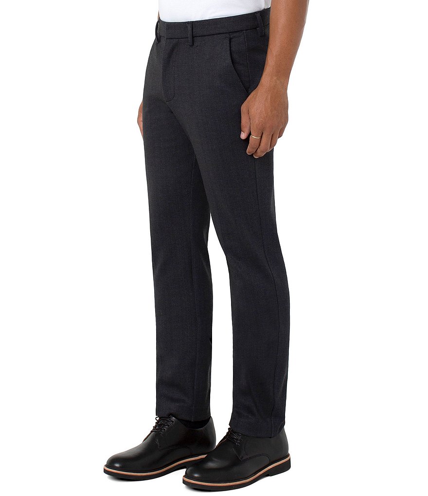 Liverpool Los Angeles Flat-Front Herringbone Knit Travel Pants