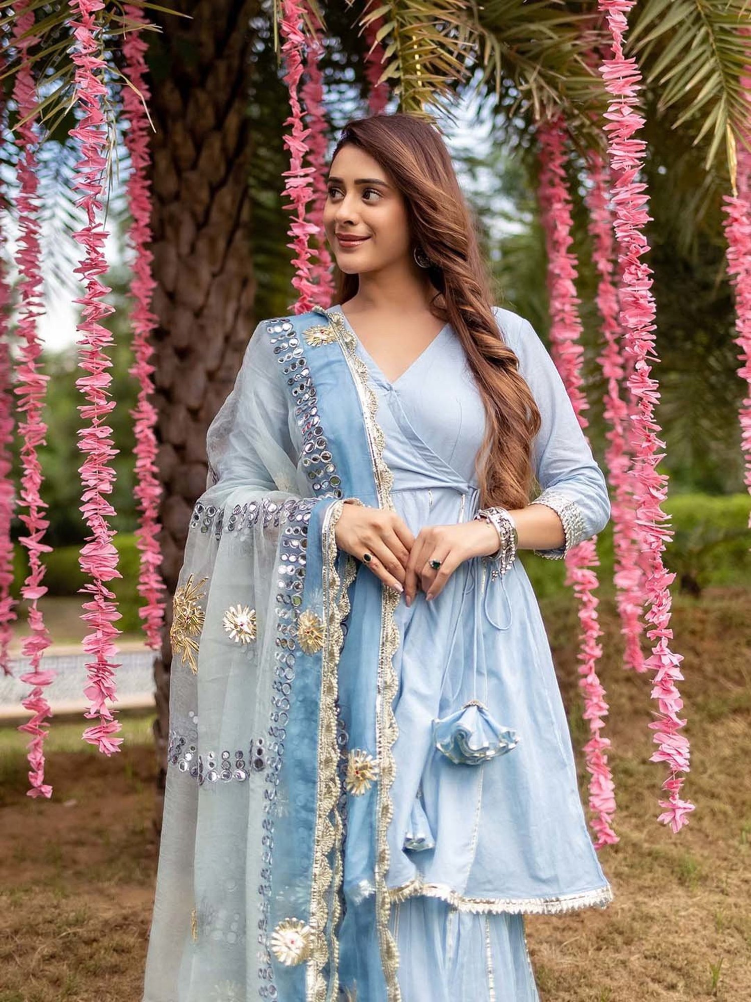AACHHO Light Blue Kassia Gotapatti Sharara Set