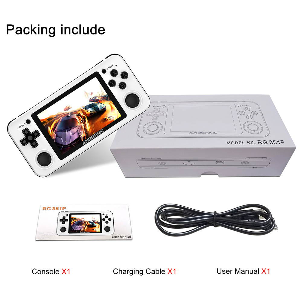 ANBERNIC RG351P 64GB 2500 Games IPS HD Handheld Game Console Support for PSP PS1 N64 GBA GBC MD NEOGEO FC Games Player 64Bit RK3326 Linux System OCA Full Fit Screen