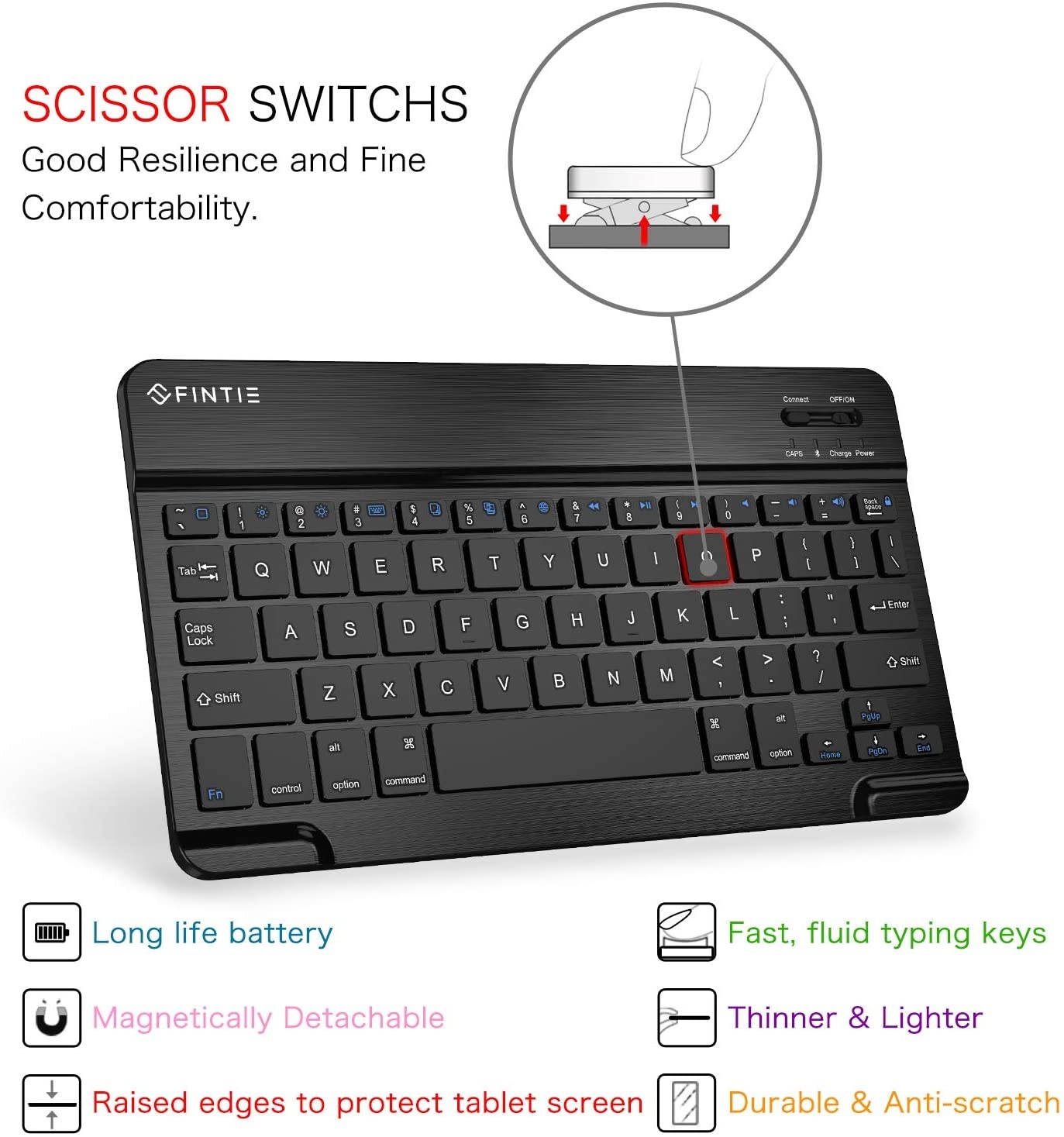 Fintie Keyboard Case for iPad 9.7 2018/2017 / iPad Air 2 / iPad Air - Slim Shell Stand Cover w/Magnetically Detachable Wireless Bluetooth Keyboard for iPad 6th / 5th Gen, Black