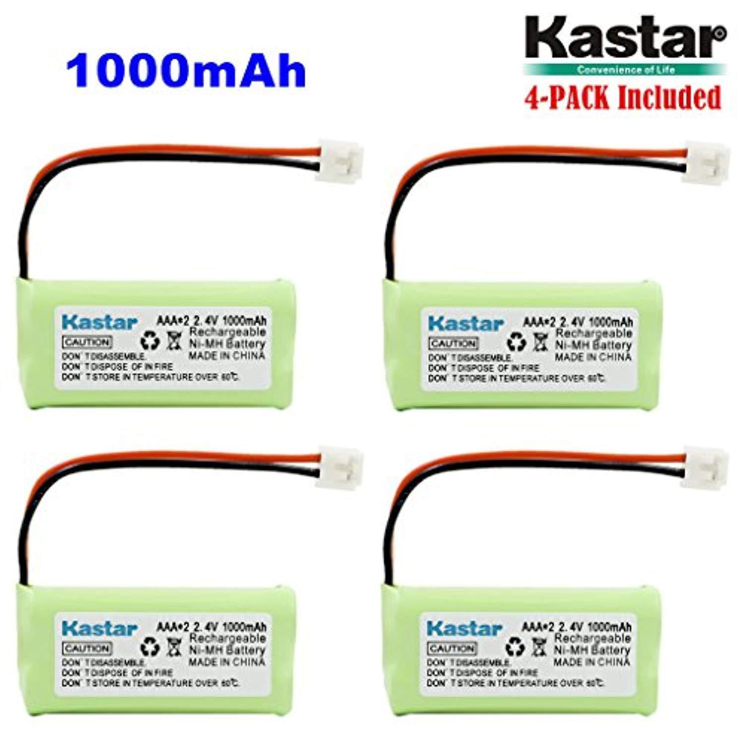 kastar 4-pack aaax2 2.4v eh 1000mah ni-mh rechargeable battery for bt184342 bt284342 bt18433 bt28433 bt-1011 bt-1022 bt-1031 vt