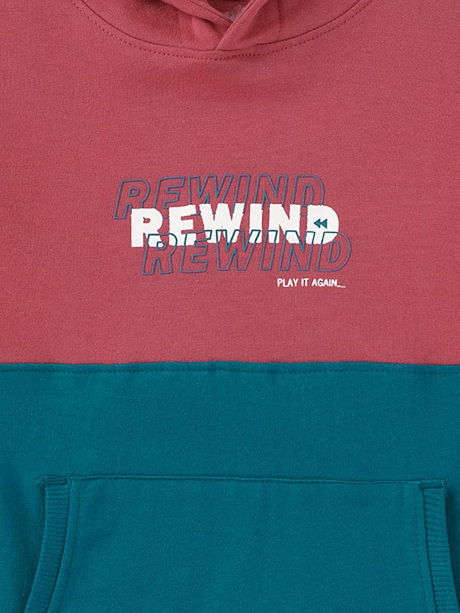 Ed-a-Mamma Kids Red & Green Cotton Color Block Full Sleeves Hoodie