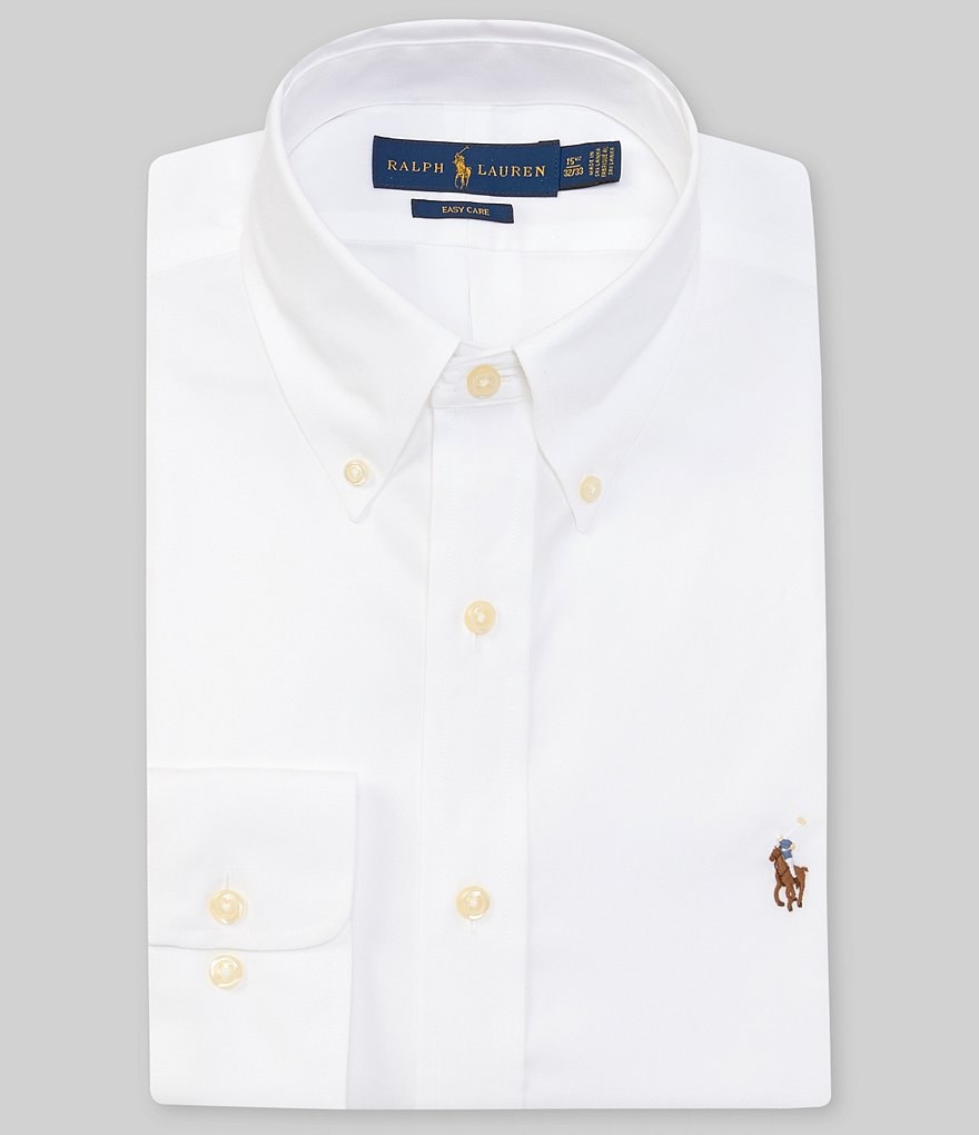 Gold Label Roundtree & Yorke Non-Iron Fitted Button-Down Collar Solid Dress Shirt