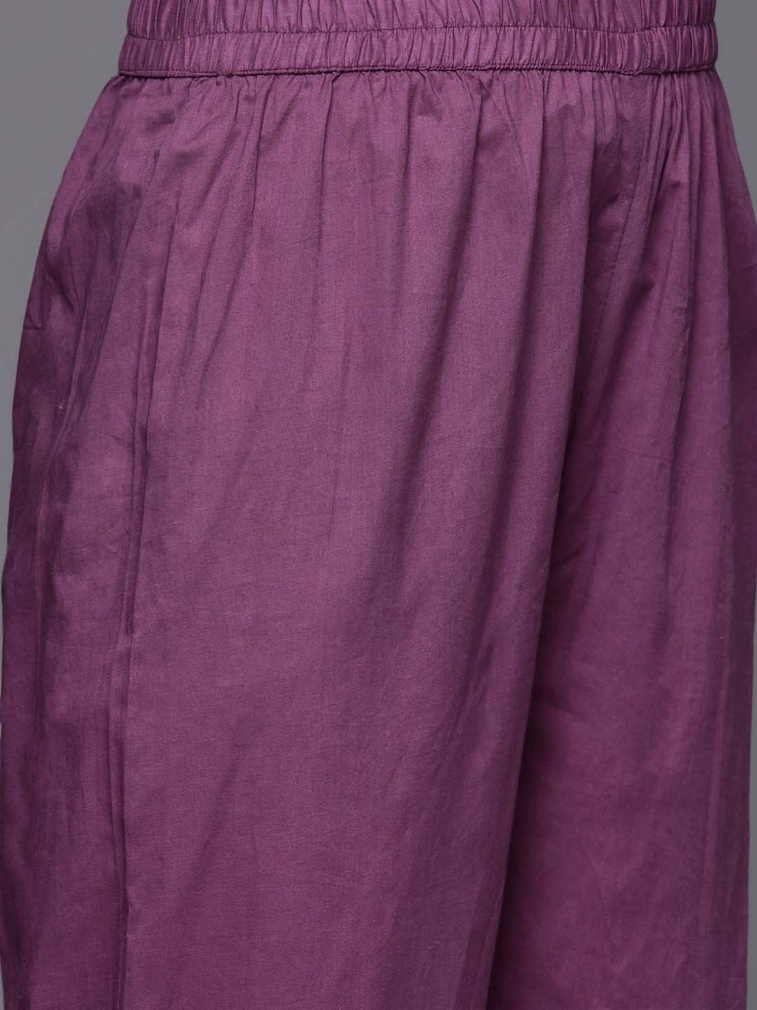 Varanga Purple Cotton Embroidered Kurta Pant Set With Dupatta