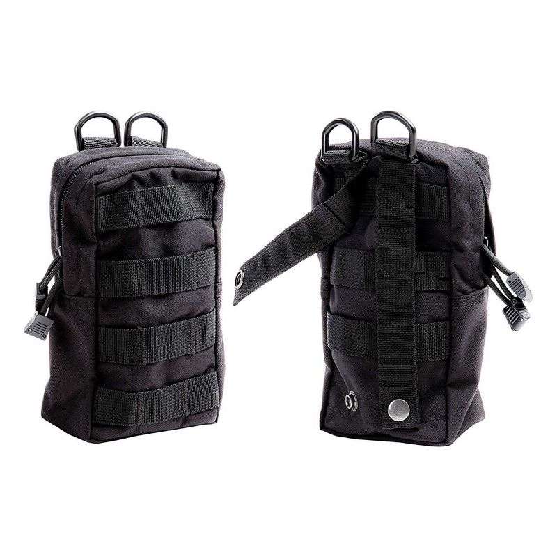 Juvale 2 Pack Molle Waist Pouches with D Rings, Waterproof Utility, Black (7.5 x 4.2 x 2 In)