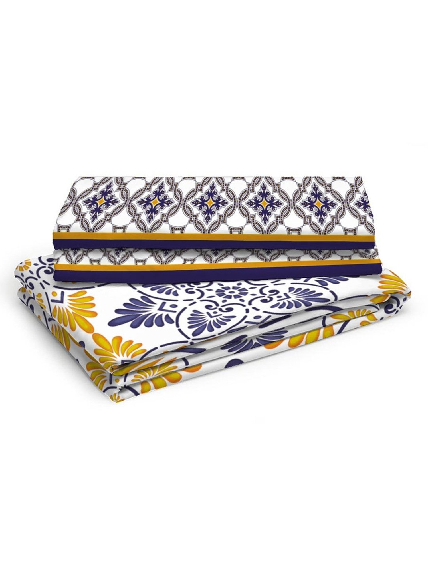 Layers Roma Floral Yellow 120 TC Cotton King Bedding Set