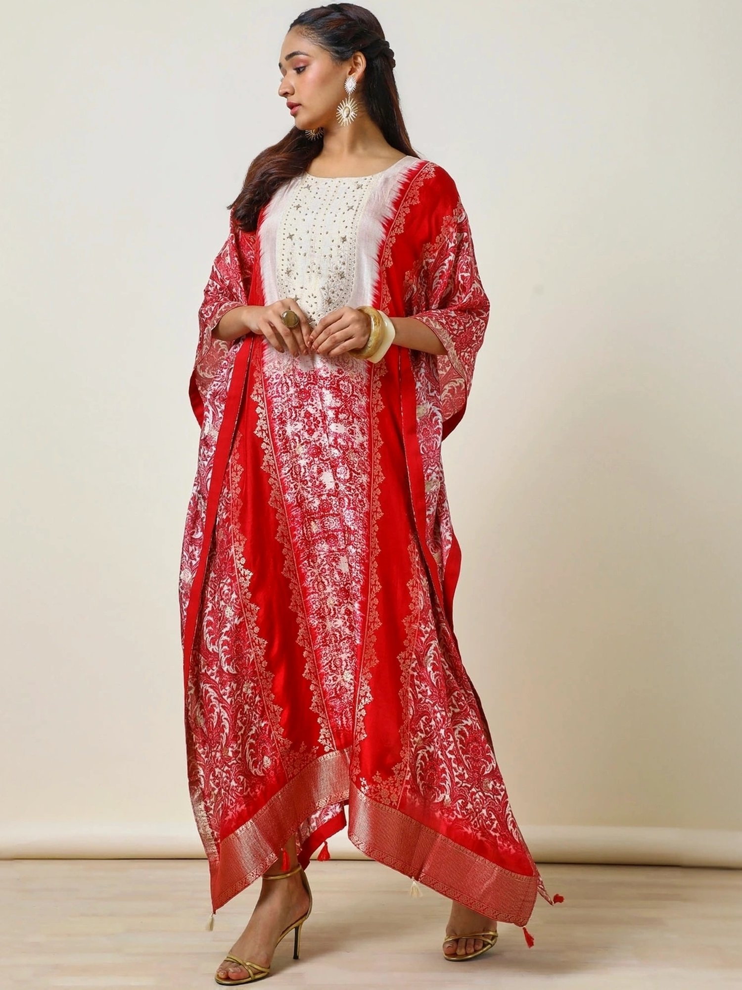 Soch Red Jacquard Pattern Maxi Kaftan With Inner