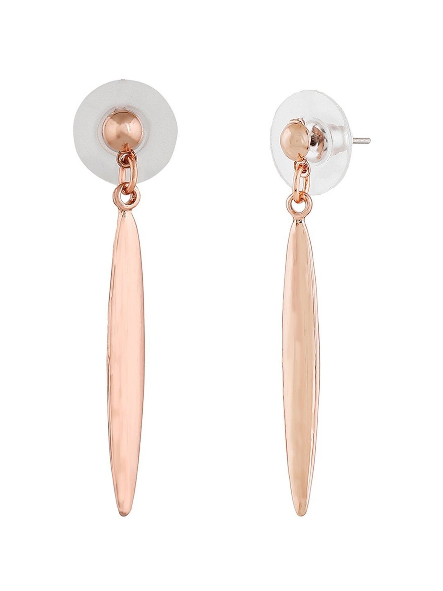 Estele Rose Gold-Plated Cone Designer Dangler Earrings