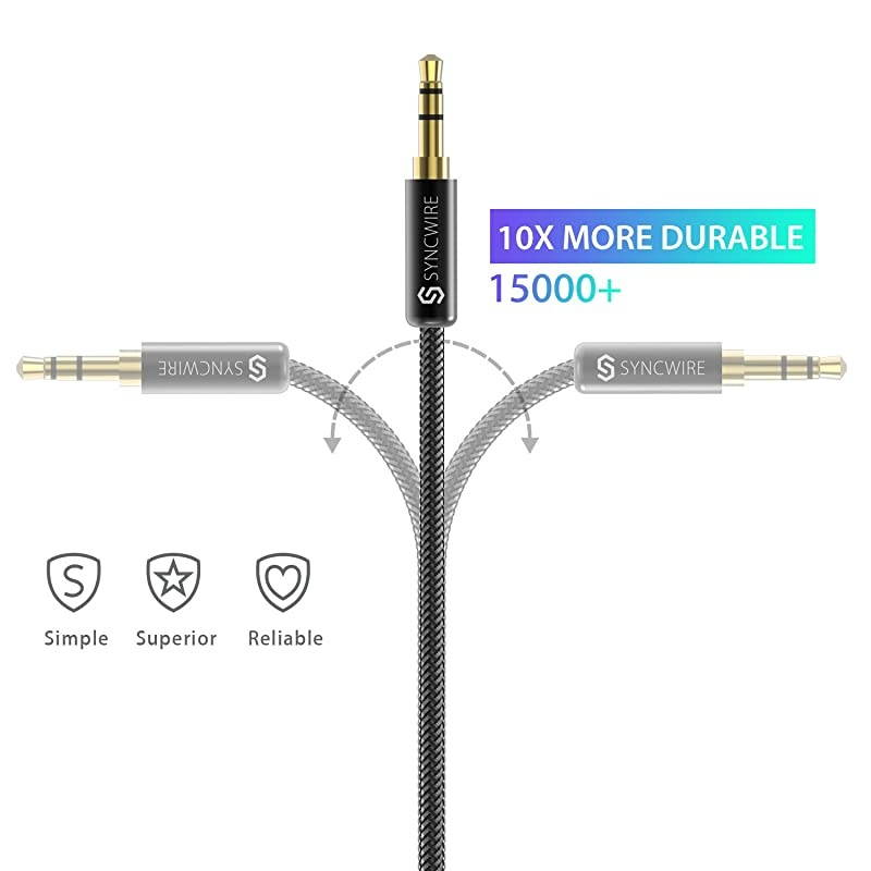 Long Aux Cable 65Ft Auxiliary Audio Cable for Headphones Car Home Stereos iPhoneIpad iPodEcho Dot Galaxy S8 Galaxy Note 8 Smartphones More Black