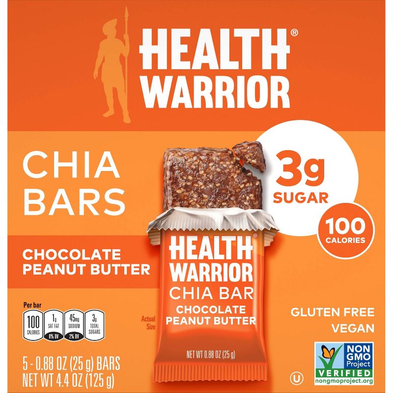 Health Warrior Chia Bars Chocolate Peanut Butter - 5ct