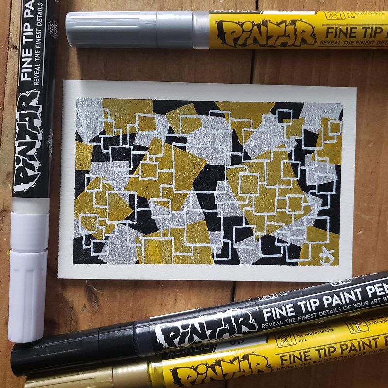 Pintar Art Supply Premium Acrylic Paint Gold and Silver 6-Pack Pens