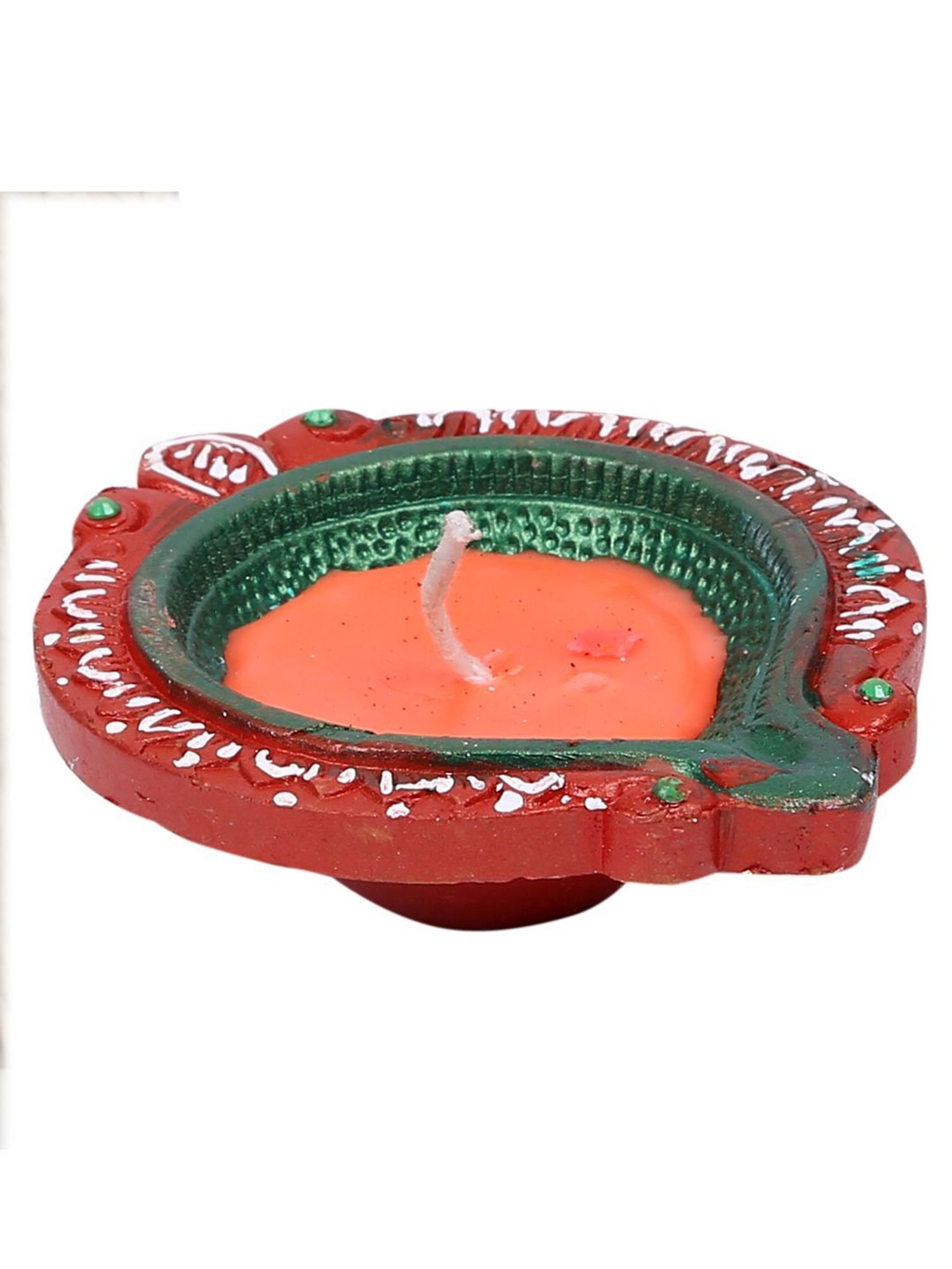 Aapno Rajasthan Multicolor Terracotta Handcrafted Wax Filled Big Diya - Set of 4