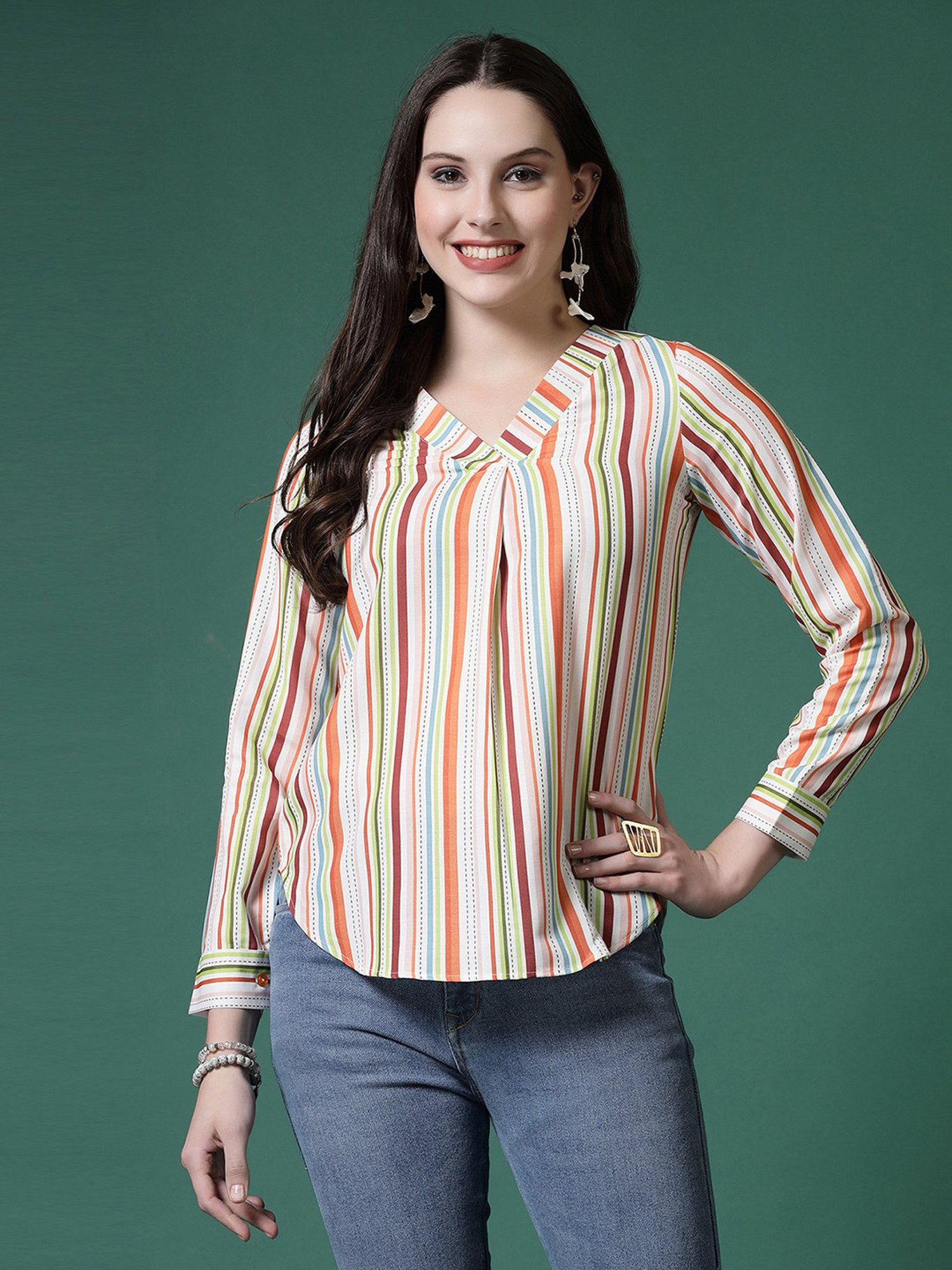 SELVIA Multicolor Striped Top