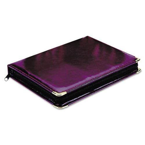 Portable Zippered Key Case, 48-Key, Leatherette, Burgundy