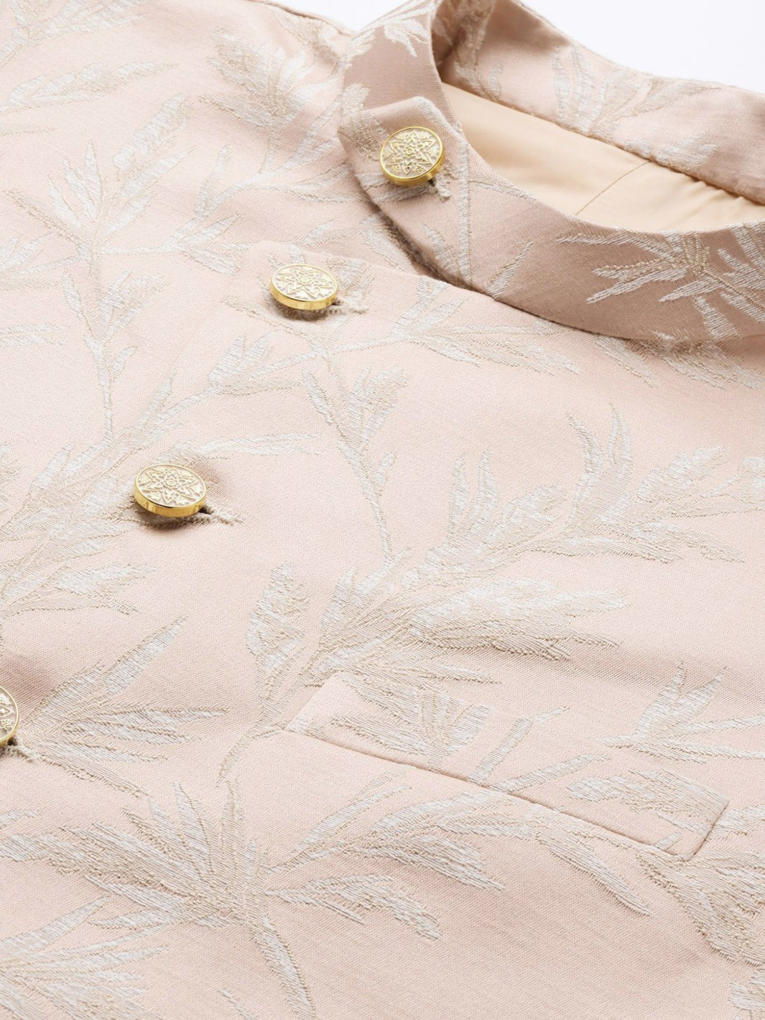 ManQ Peach Slim Fit Nehru Jacket