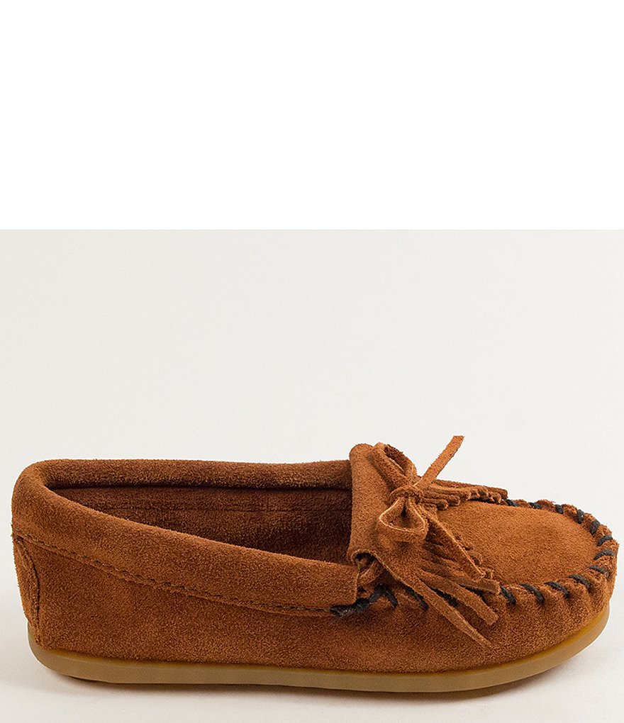 Minnetonka Kids' Kilty Suede Whipstitch Moccasins (Infant)