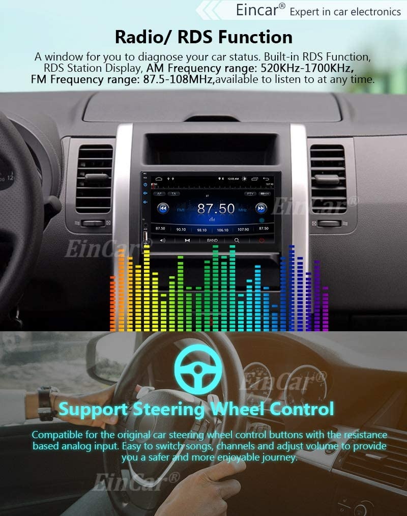 Car Radio Double Din Android 10.0 Car Stereo 2 Din GPS Navigation 7 inch Touch Screen Bluetooth in Dash Head Unit Support SWC WiFi Mirror Link 1080P Video Player with External Mic + Remote Control