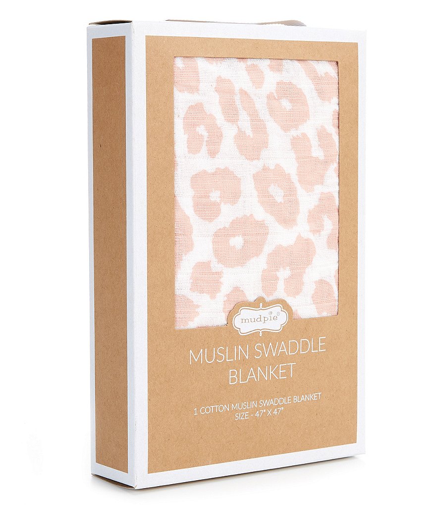 Mud Pie Baby Girls Leopard Print Muslin Swaddle Blanket