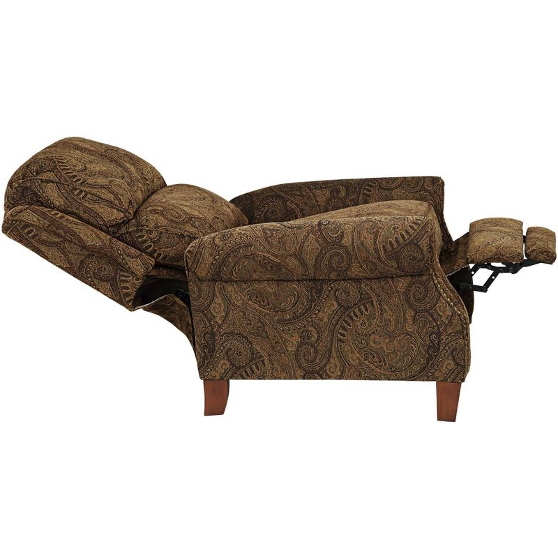 Kensington Hill Beaumont Warm Brown Paisley Push-Thru Arm 3-Way Recliner