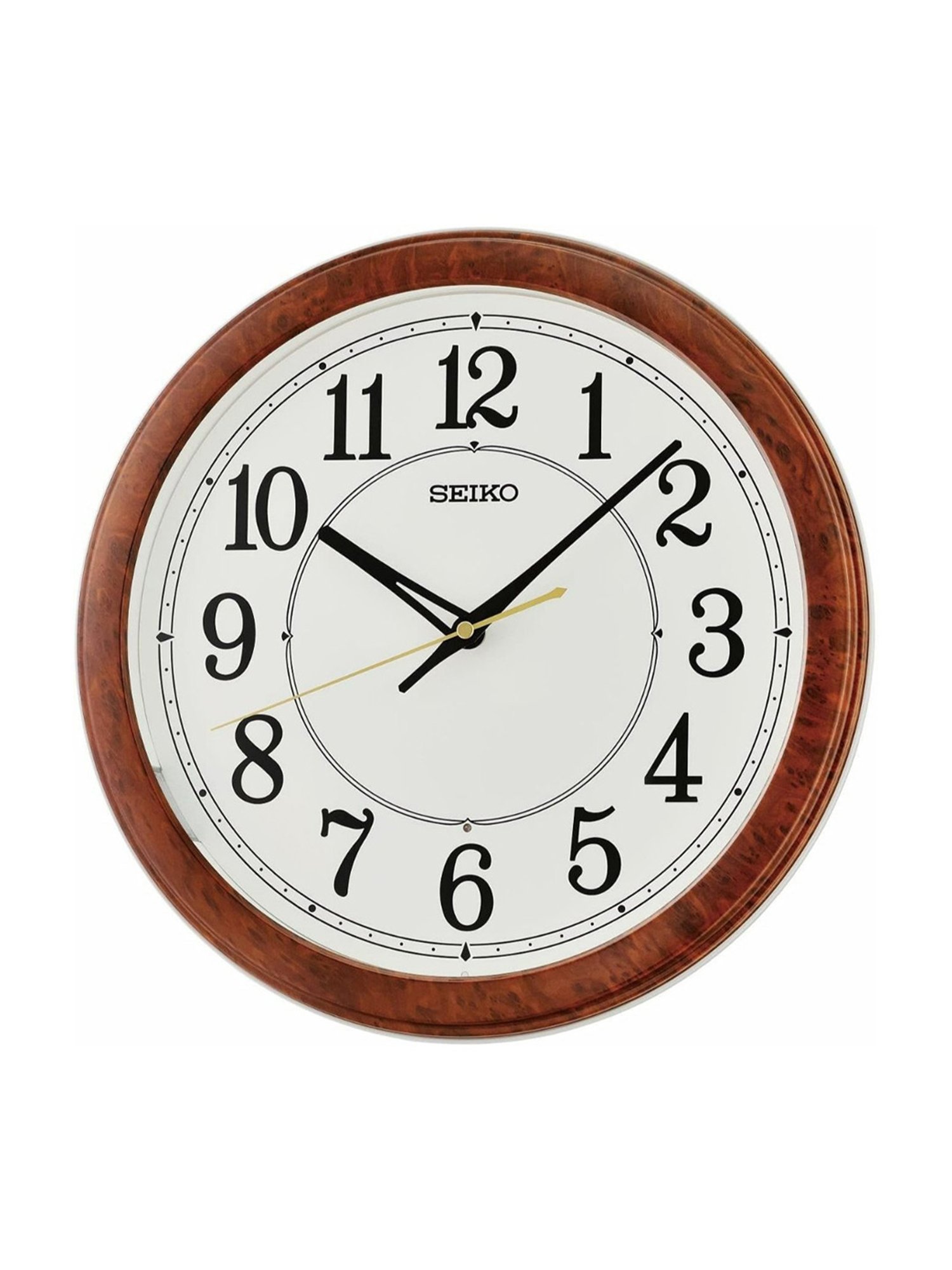 SEIKO classic white & brown plastic wall clock