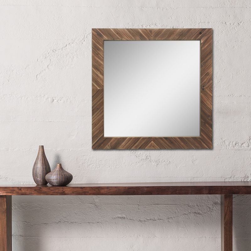 Wood Chevron Decorative Wall Mirror Brown - Stonebriar Collection