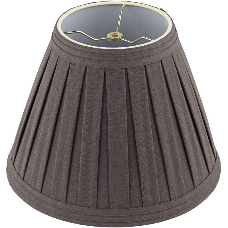 Springcrest Slate Gray Linen Box Pleat Medium Empire Lamp Shade 7" Top x 14" Bottom x 11" Slant x 11" High (Spider) Replacement with Harp and Finial