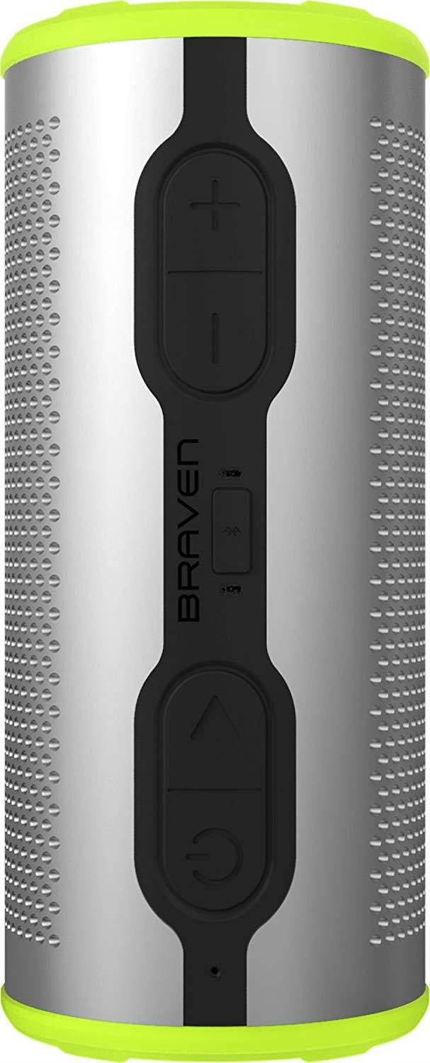 Braven Stryde 360 Degree Sound [2500 mAh] Waterproof Bluetooth Speaker - Silver/Green