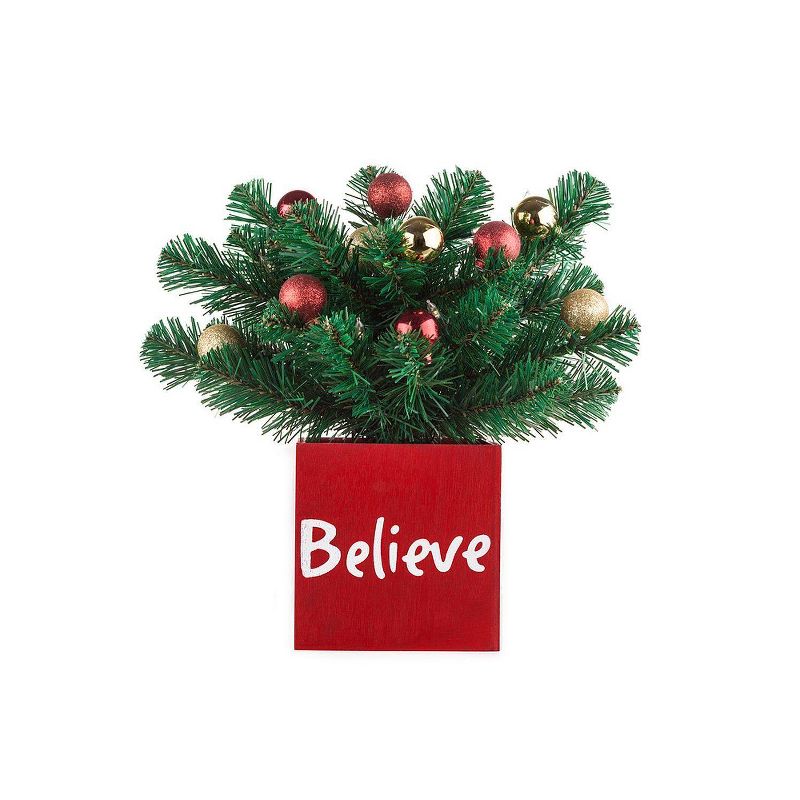 13in Believe Classic Greenery Christmas Decorative LED Holiday Scene Props - Haute Décor