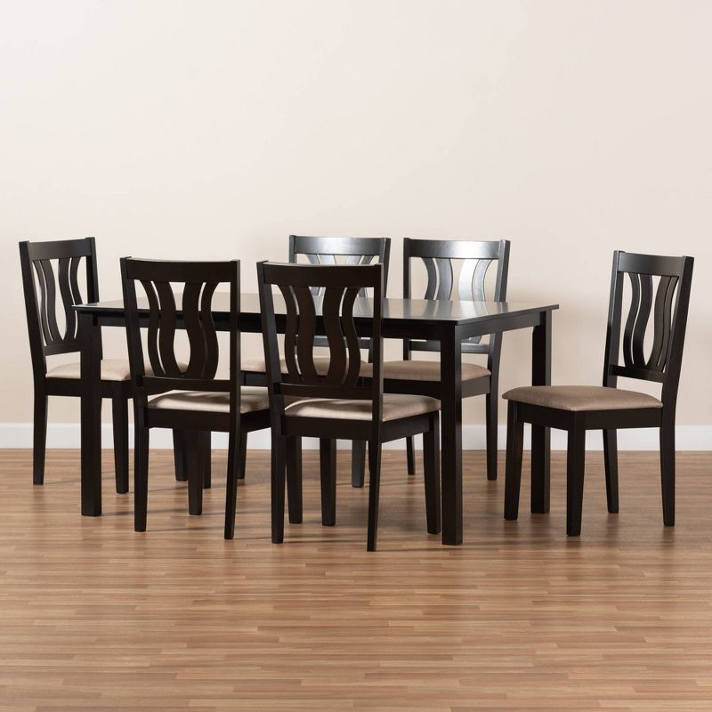 7pc Fenton Wood Dining Set Brown - Baxton Studio