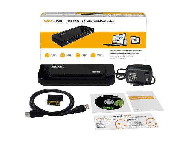 Wavlink USB 3.0 Universal Dual Display Docking Station Support HDMI & DVI / VGA with 6 USB Ports,Gigabit Ethernet and Audio Jack ,Display Link Certified Super Speed Dock for Laptop, Ultrabook and PCs