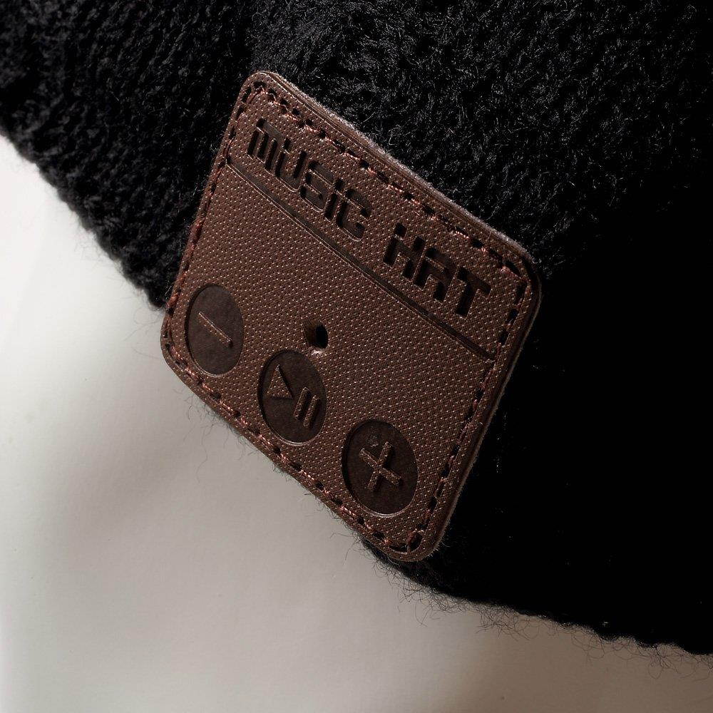 Wireless Music Hat, Knit Winter Warm Beanie w/ Built-in Compatible with Bluetooth Stereo Headphone, Microphone for Hands-Free Calling - Black