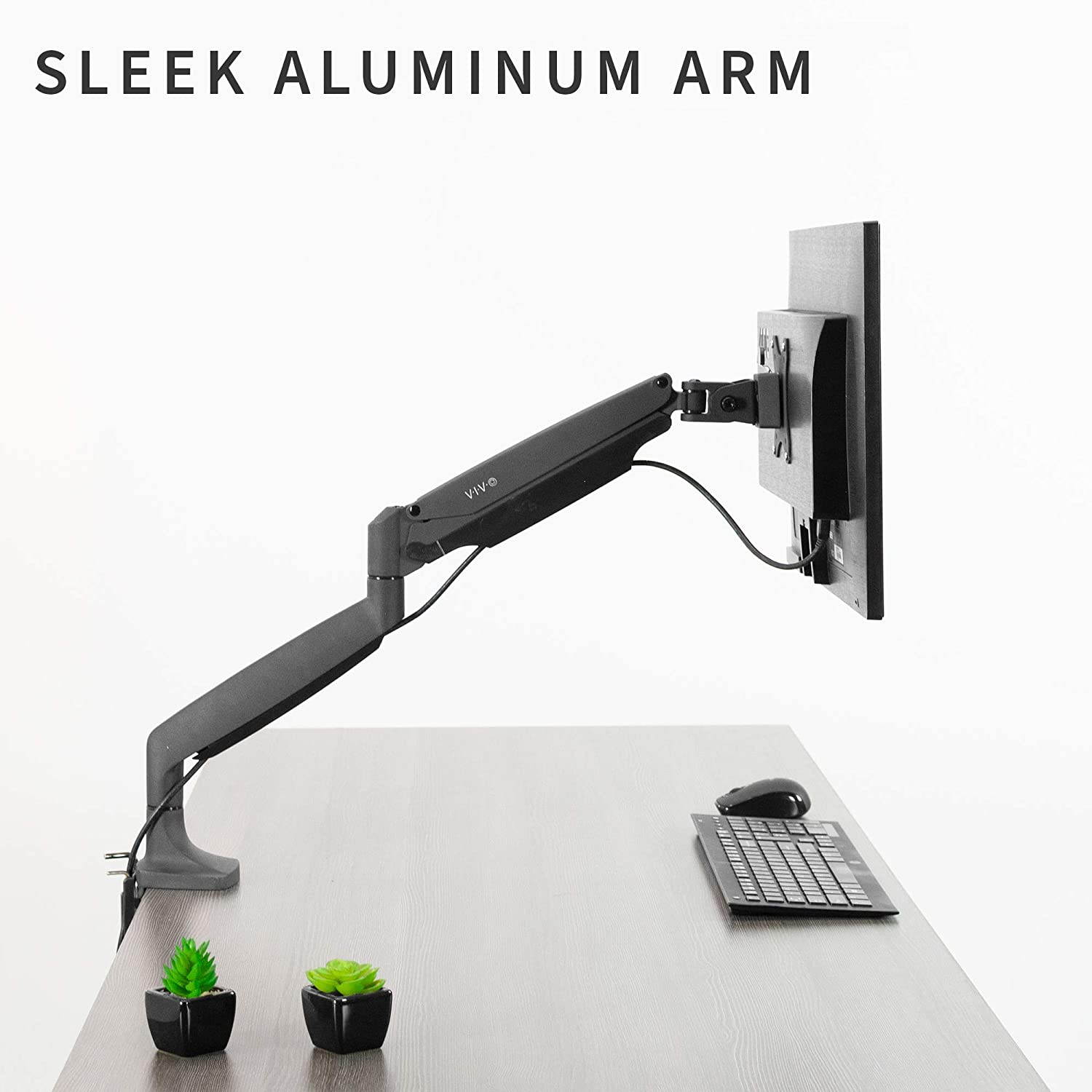 VIVO Aluminum Single Monitor Articulating Desk Mount Stand w/ Gas Spring Arm Fits up to 32" Screen (STAND-V001Q)