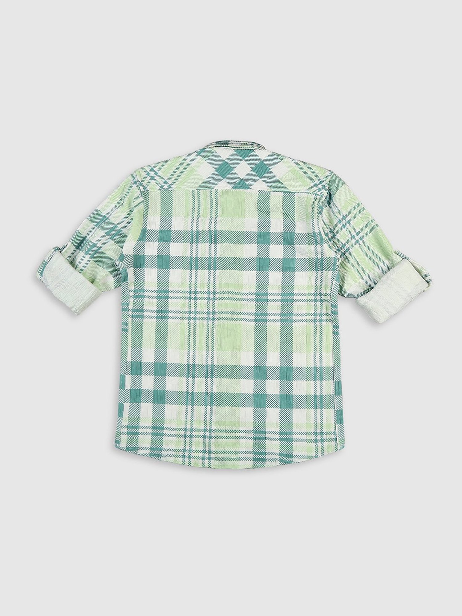 Cavio Kids Green Checks Full Sleeves Shirt