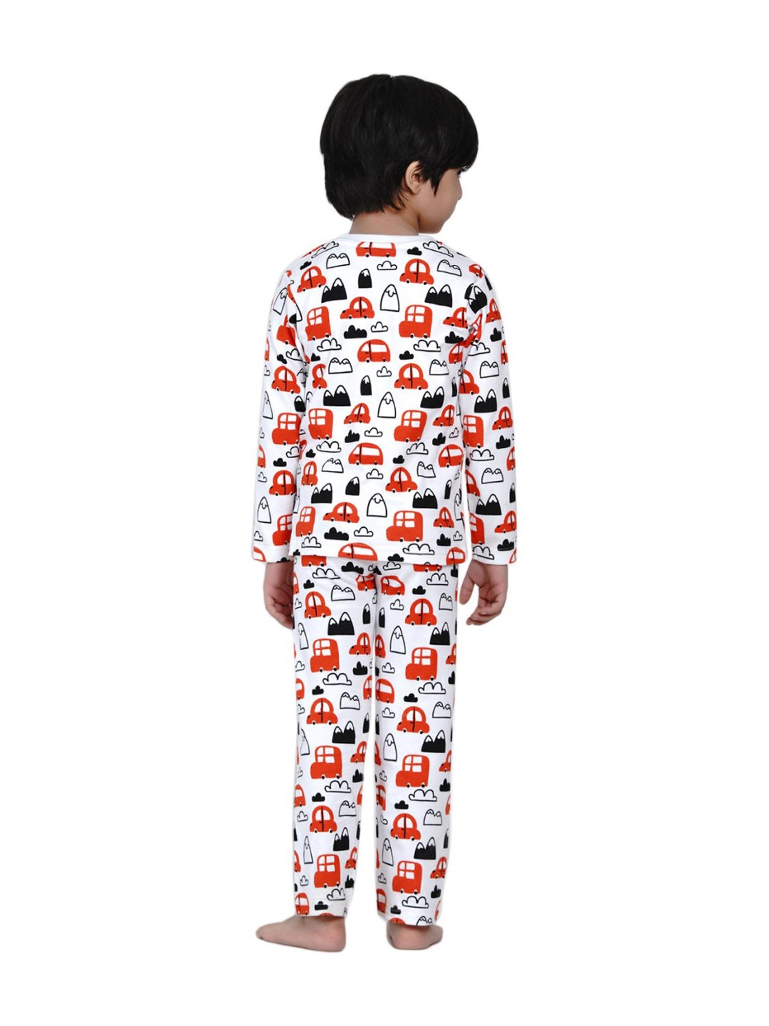 Berrytree Organic Boys Red Cotton Cars Print Night Suits