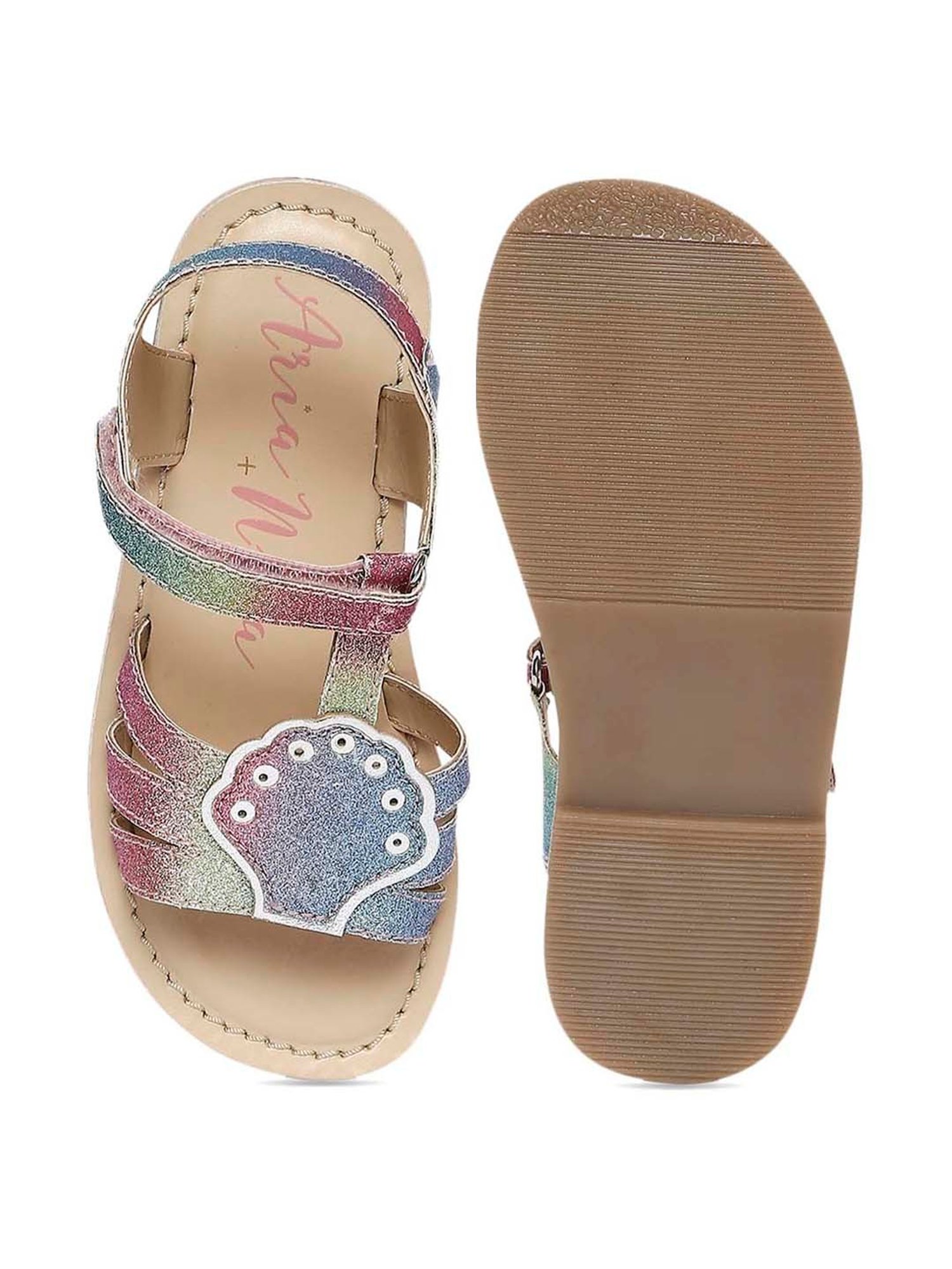 Aria Nica Kid's Shelly Multicolor Ankle Strap Sandals