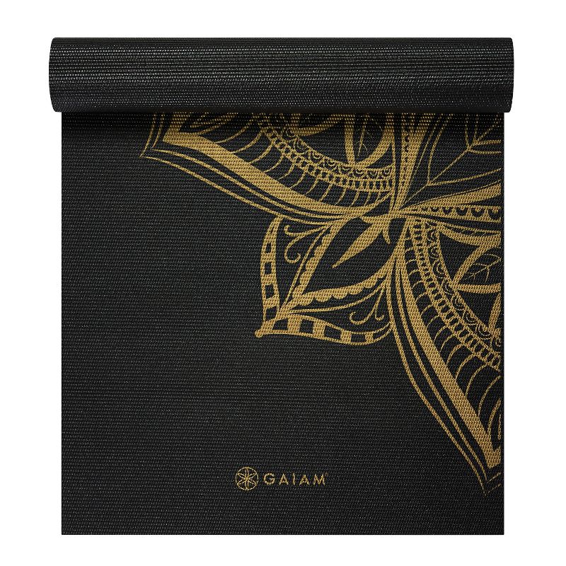Gaiam Metallic Bronze Printed Yoga Mat - Black (6mm)