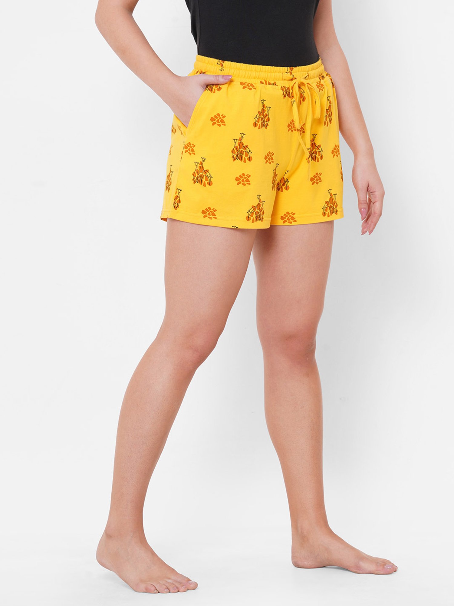 Mystere Paris Yellow Printed Shorts